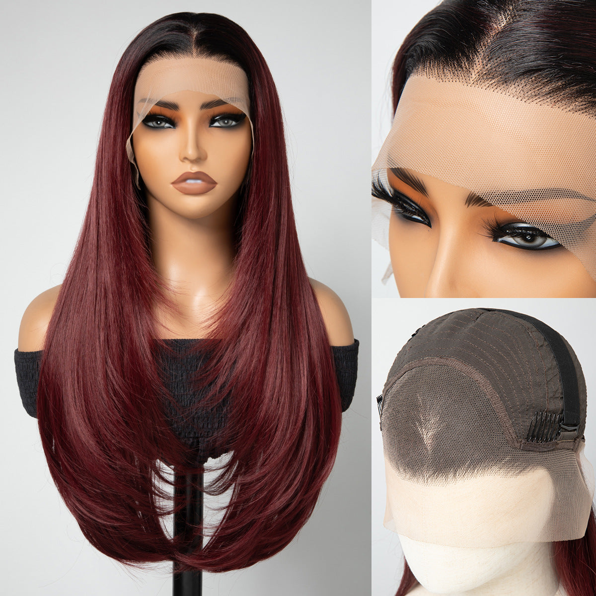 Forehead Lace Headband Hand-woven Long Curly Hair Black Other Wig