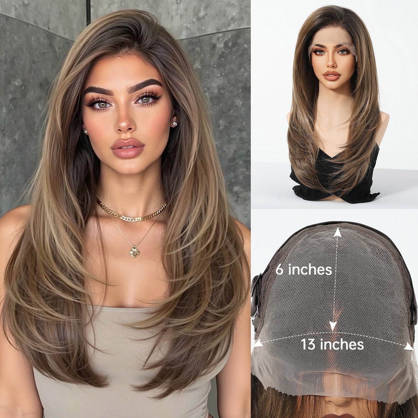 Dark Brown Layered Mid-length Hair Any Long Straight Wig