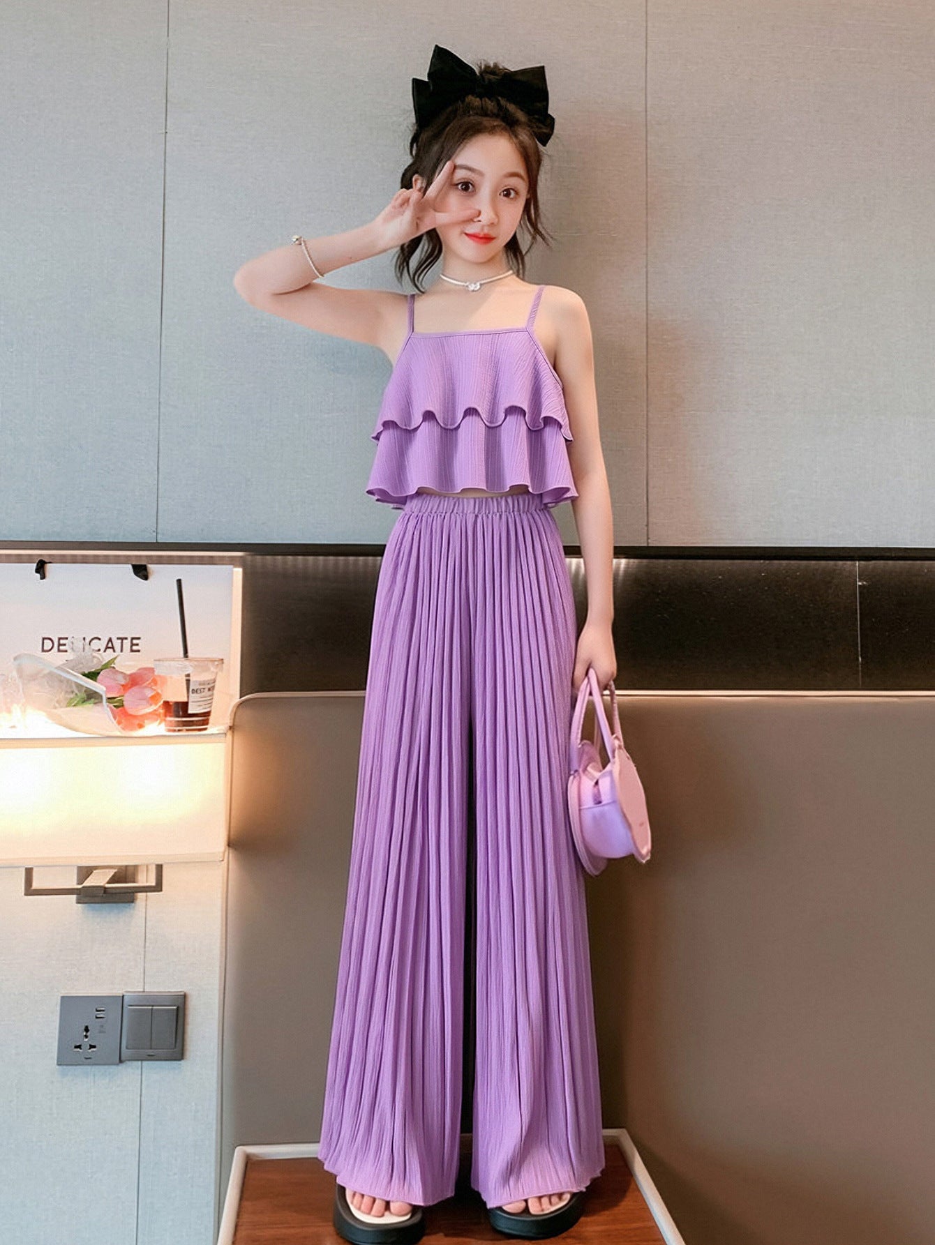 Children's Short Suspenders Pleated Trousers Two-piece Clothing Children's Suit