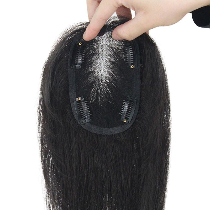 Women's Lightweight Breathable Hand-woven Swiss Net Hairpiece Cover Gray Hair Top Wig