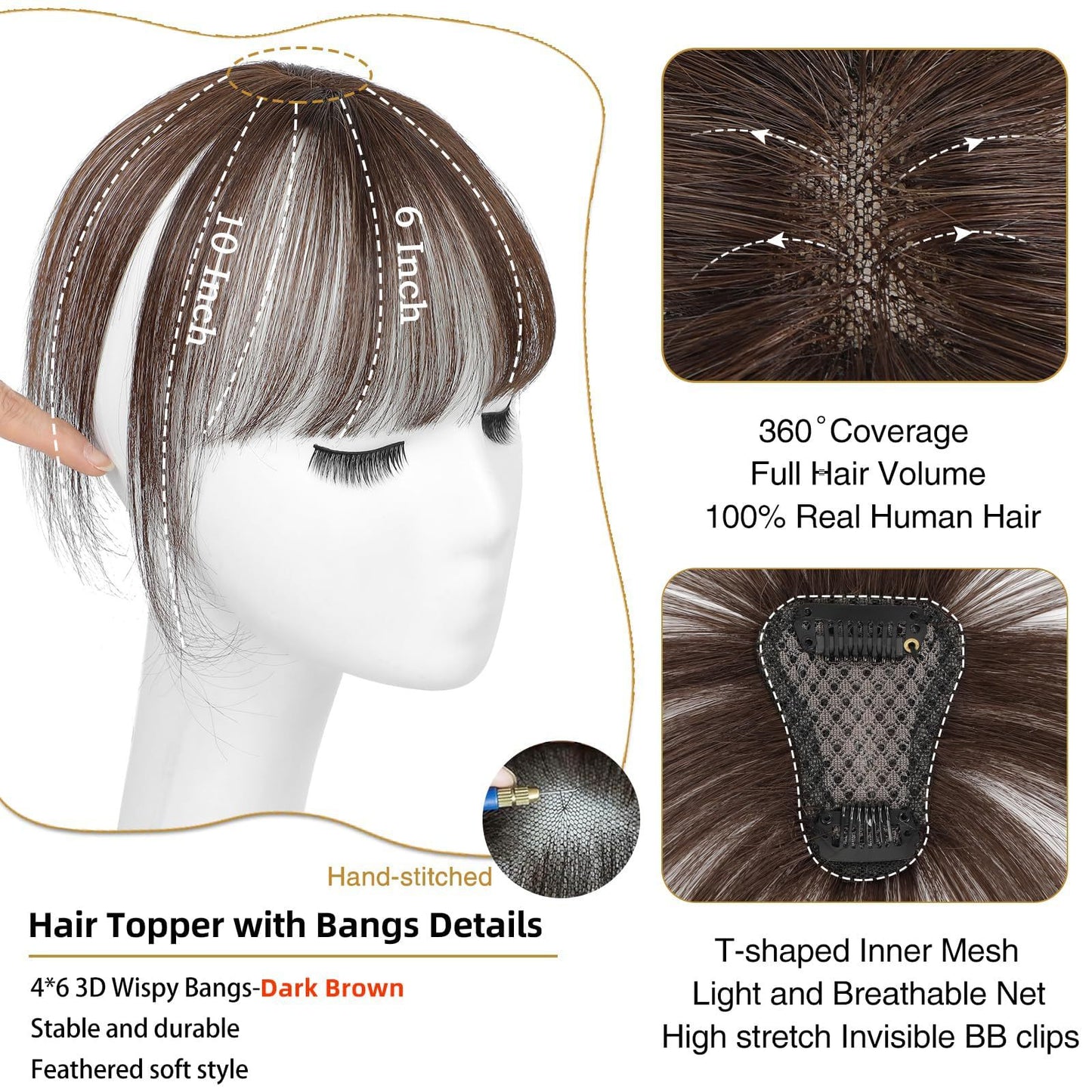 Piece Hand-woven Gaul Human French Seamless Covering Wig