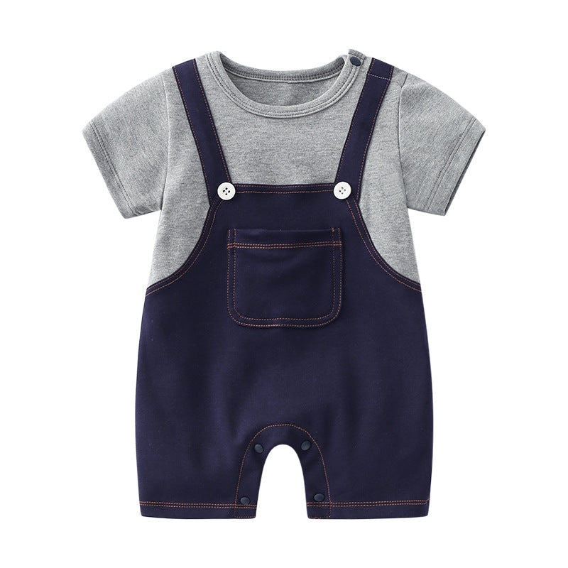 Summer Thin Fake Two Pieces Jumpsuit Class Pure Cotton Born Jumpsuit, Climbing Suit