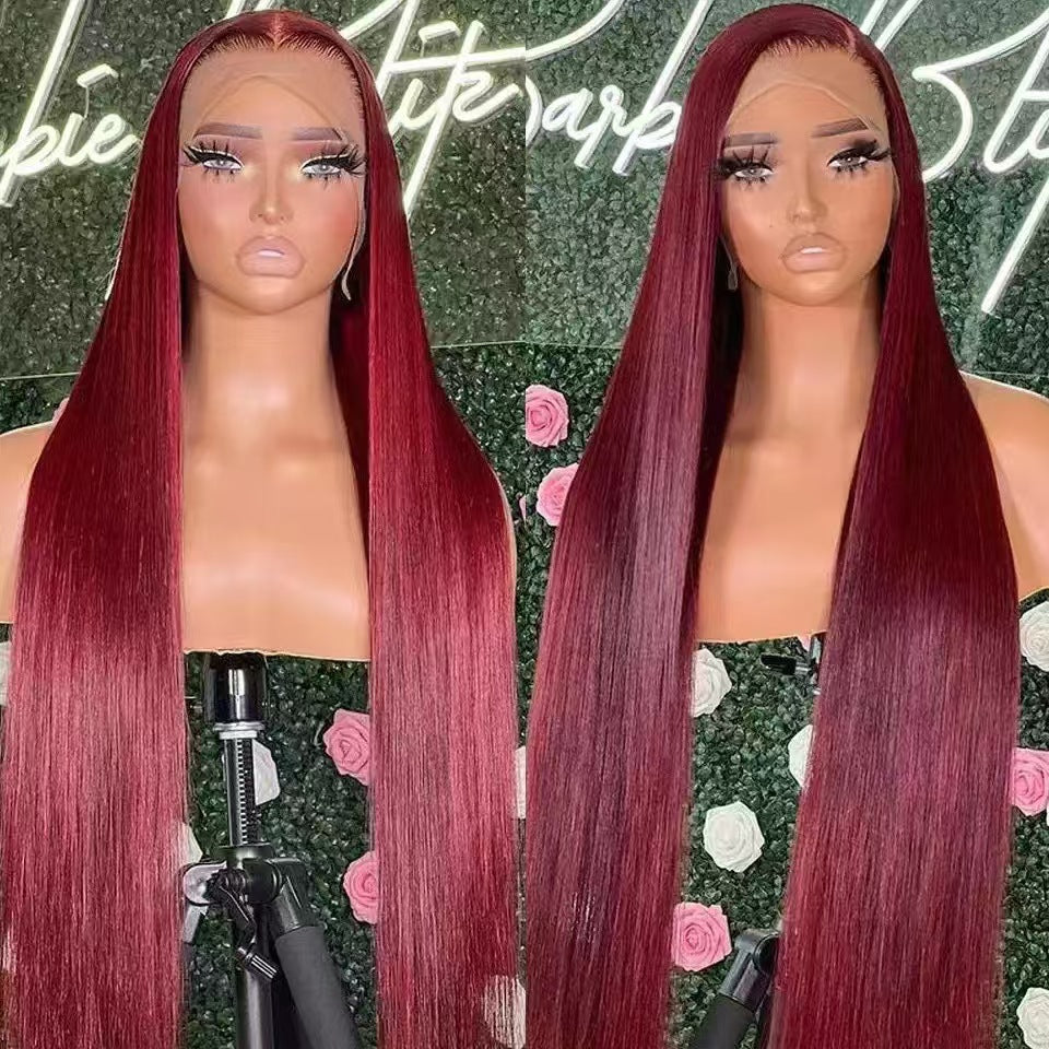 Women's Hair Mid-length Full Front Lace Chemical Fiber Head Long Straight Wig
