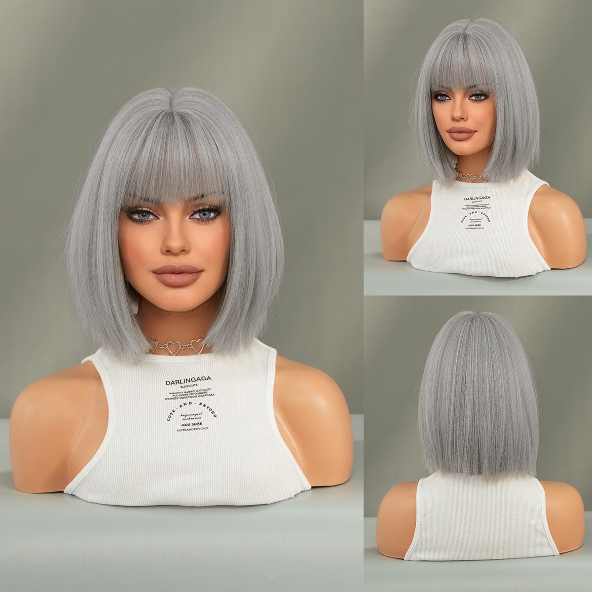 New Black Female Bangs Chemical Fiber Wig Short Straight Hair