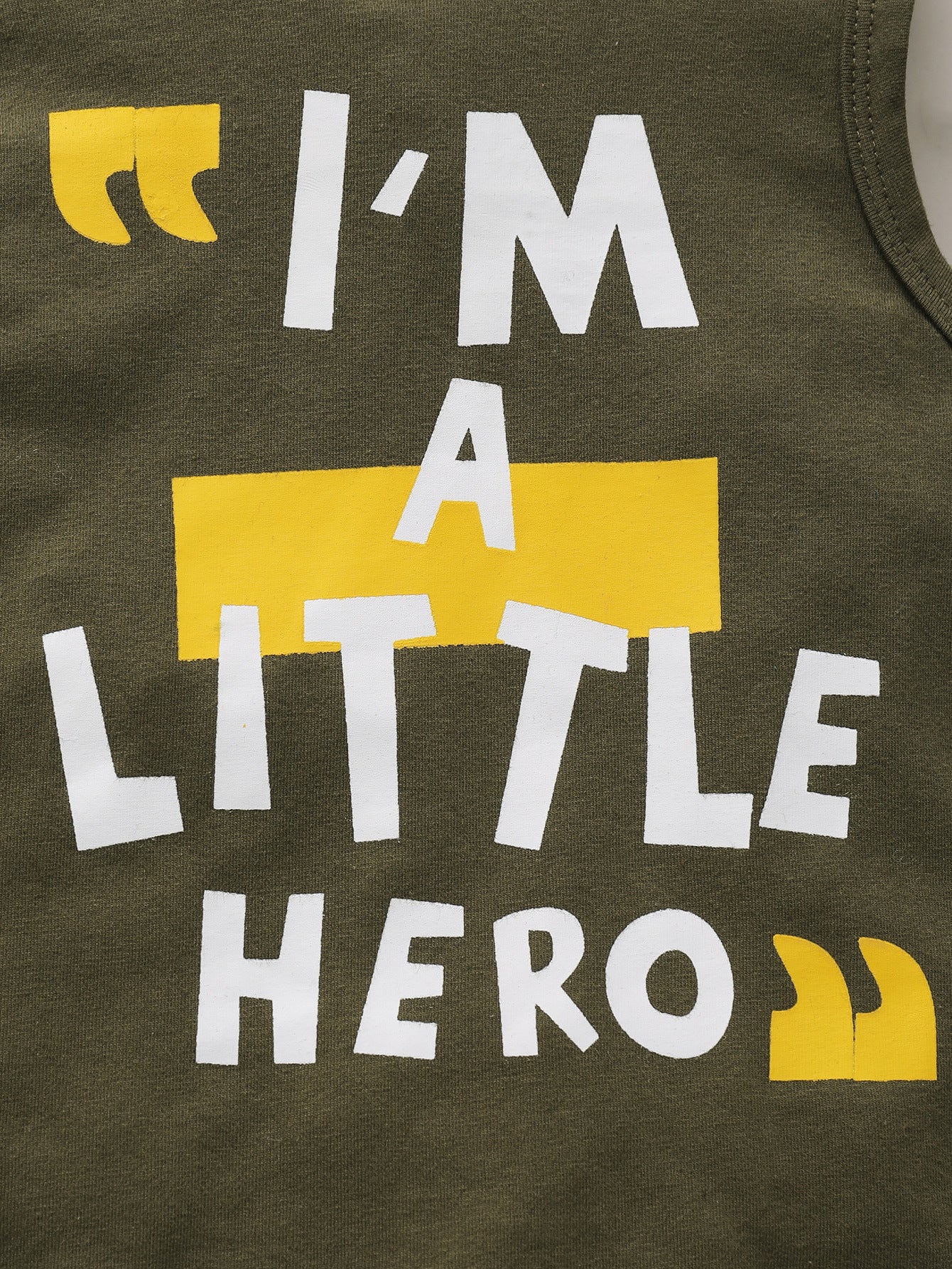 Summer Cartoon Letter Print Sleeveless Hooded Top Camouflage Shorts Children's Suit
