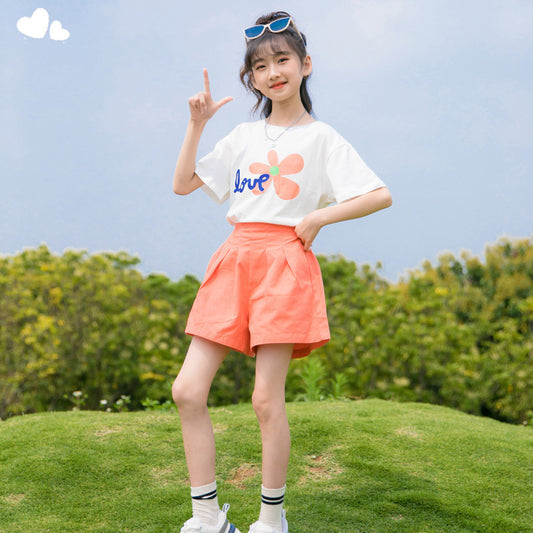Children's Summer Suits Western Style Short-sleeved Shorts Medium Big Children's Suit