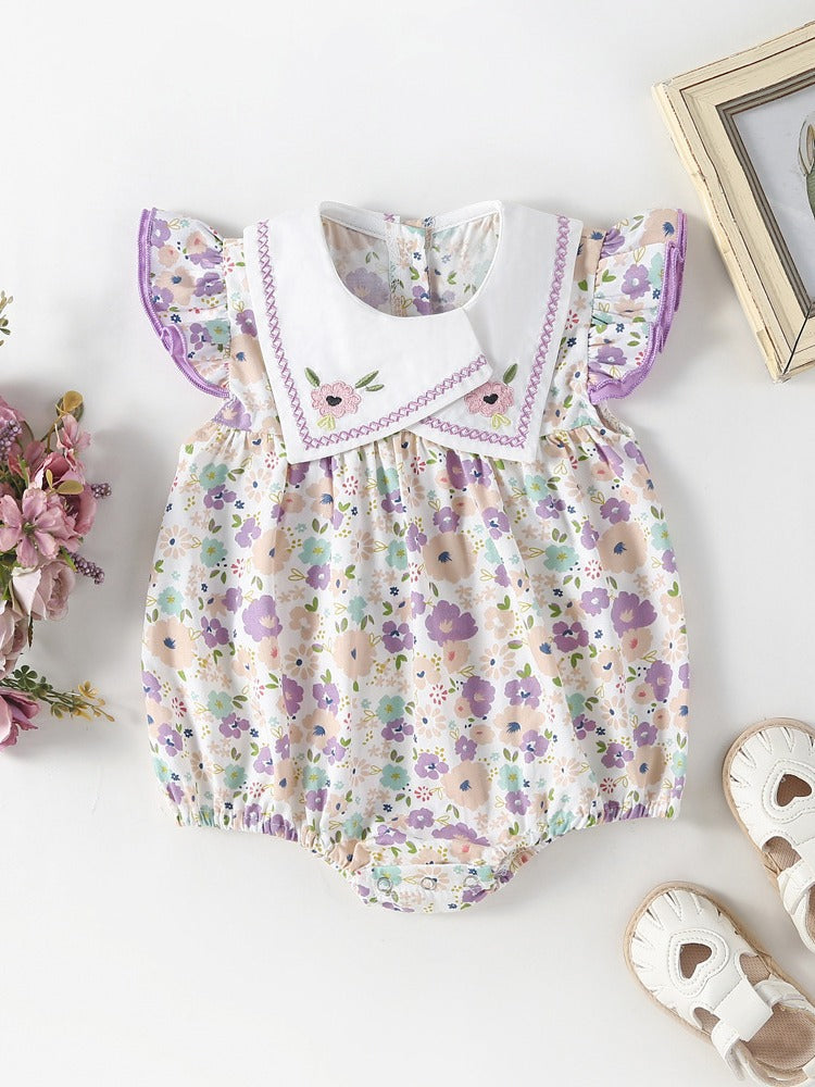 Summer First Month Old Days Floral Dress Western Jumpsuit, Climbing Suit
