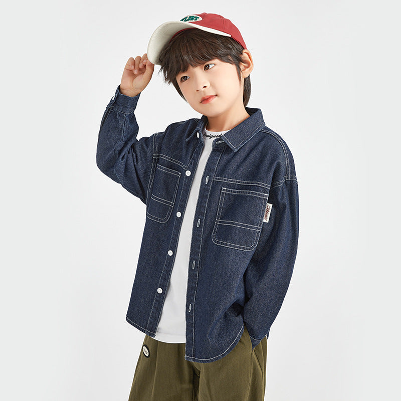 Children's Clothing Boy's Cowboy Autumn Coat Boy Teen Fashionable Long Sleeve Children's Shirt