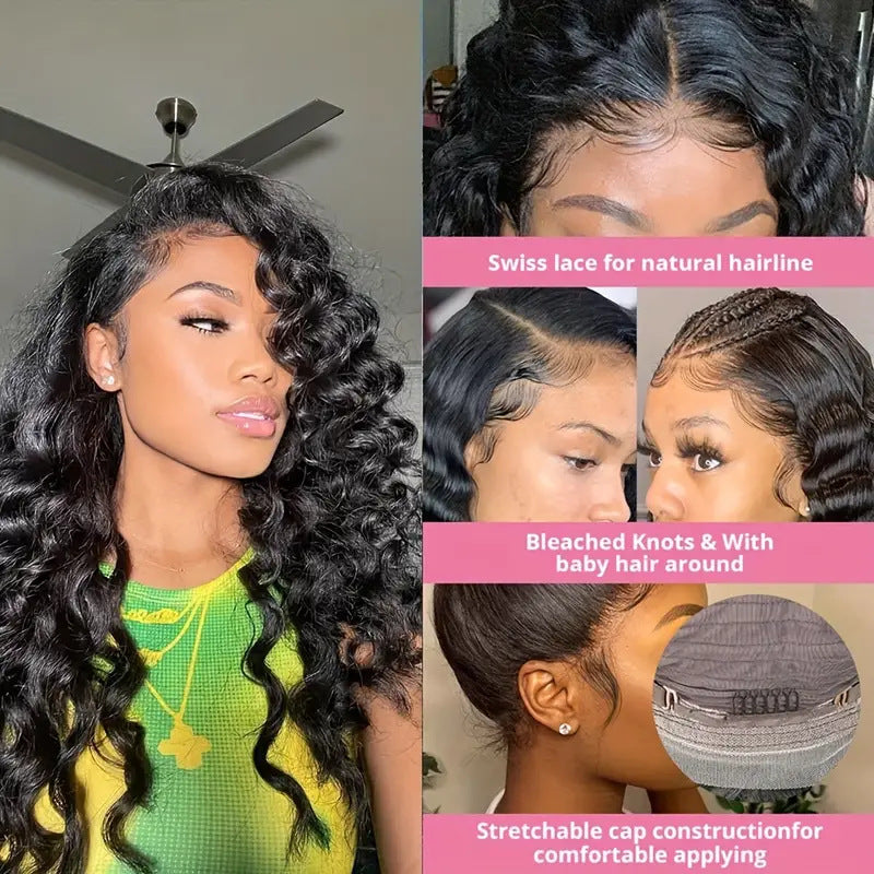 Comfortable Unique Human Hair Front Lace Wig Long Curls