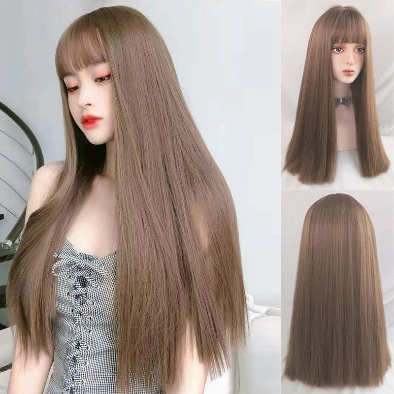 Hair Head Cover Full Top Looks Like Real Human Natural Long Straight Wig