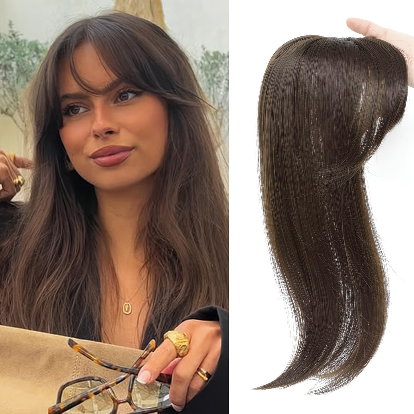 Women's Hairpiece Gradient Color Bangs Chemical Fiber Long Curly Hair Natural Wig