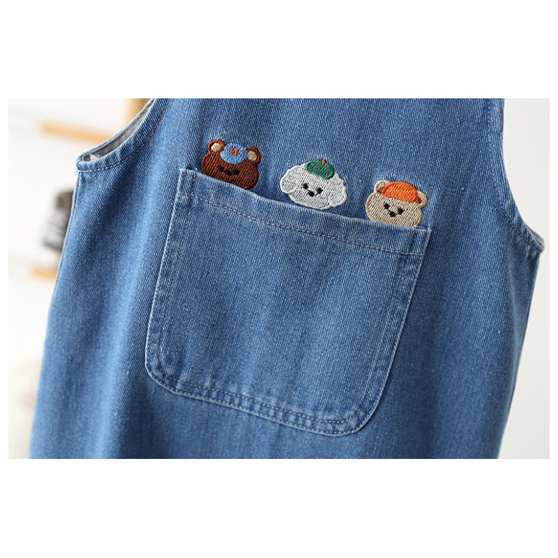 Children's Overalls Korean Infant Toddler Soft Denim Cartoon Children's Pants