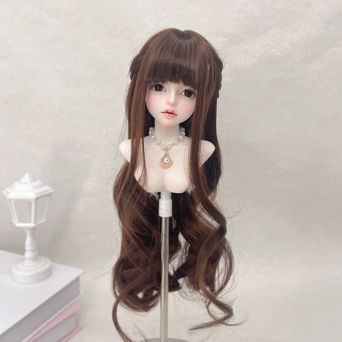 Split Bangs Braid Long Curly Hair Finished Head Cover Cos Wig