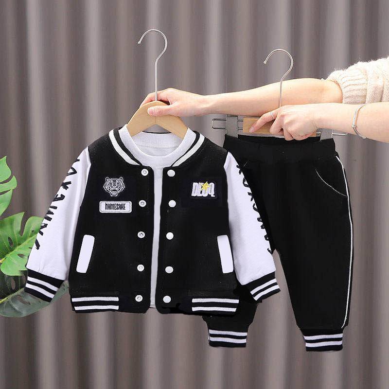 Jacket Autumn Clothes 2 Handsome Korean Style Two-piece Children's Suit