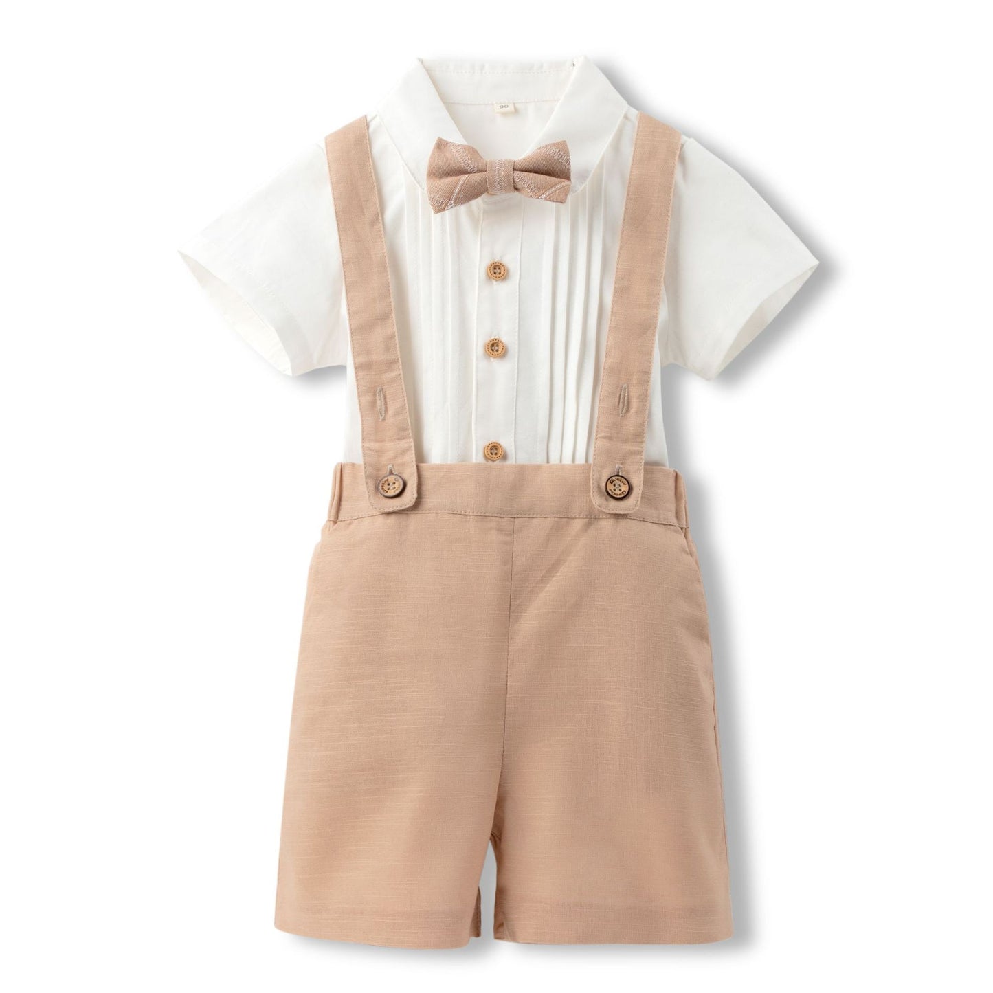 Children's Summer Clothing Solid Color Shirt Overalls Dress Two-piece Set Children's Suit