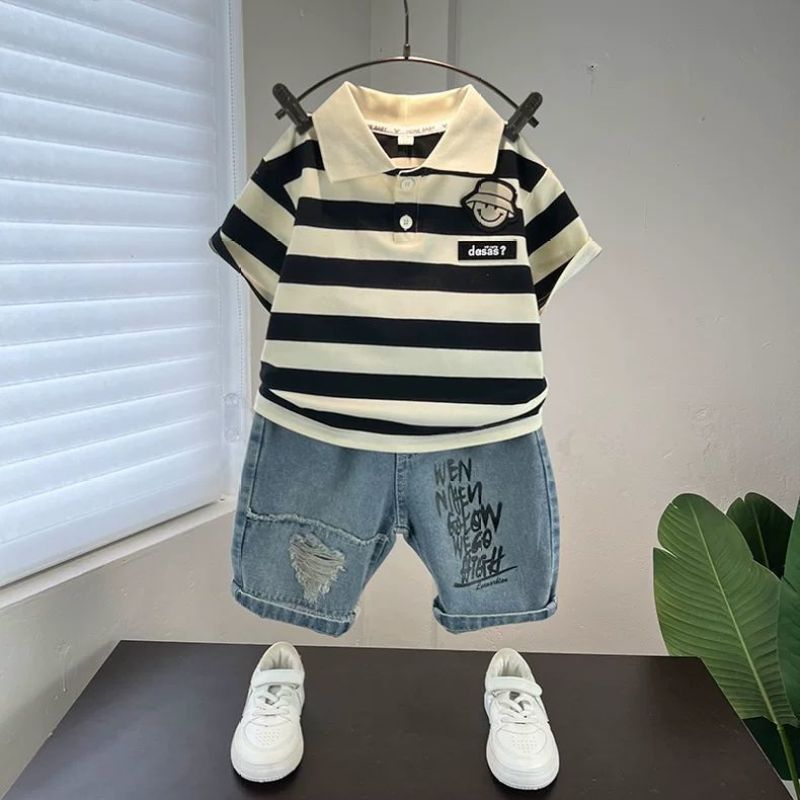 Children's Summer Fashion Short-sleeved Shirt Fashionable Clothing Children's Suit