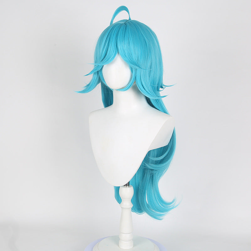 King Little Mermaid Sky Blue Turn Warped Head Leather Top Cos Wig