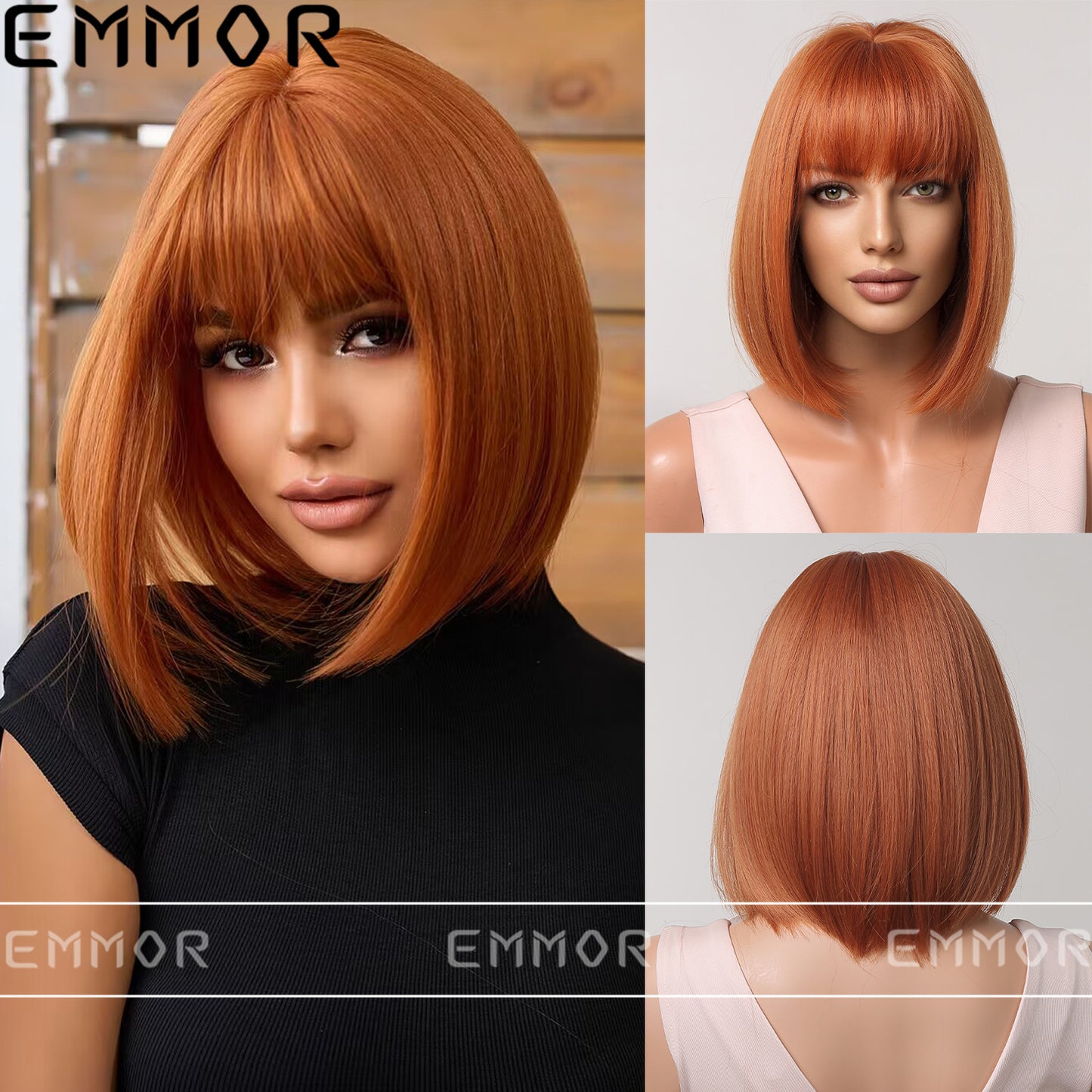 Versatile Women's Fashionable Bangs Orange For Wig Short Straight Hair