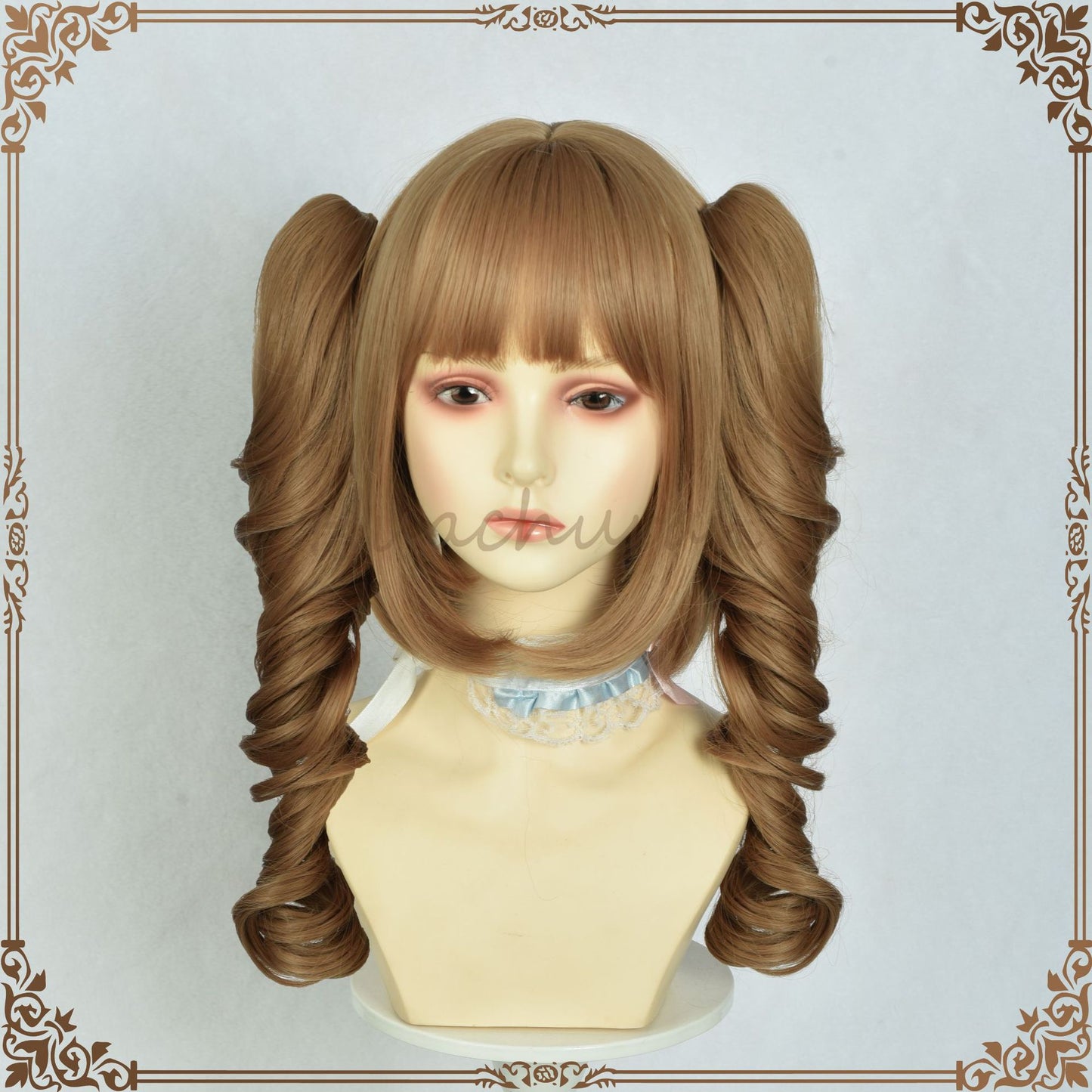 Dark Brown Elegant Vintage Roman Curl Ponytail Pairs Of Fiber Cos Wig