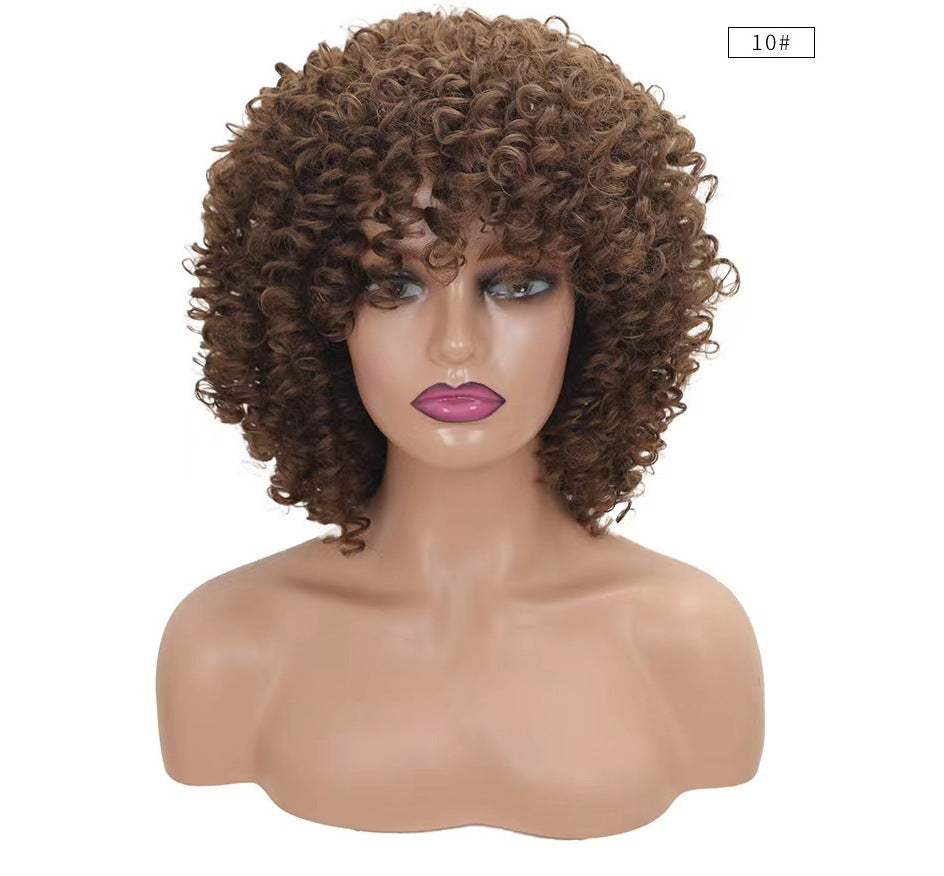 Casual Stylish Fashion Trendy Black Afro Wig Short Curly Hair
