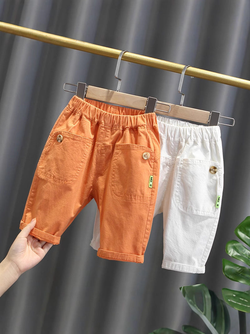 Thin Summer Clothing Small Boy's Cropped Trousers Korean Style Children's Pants
