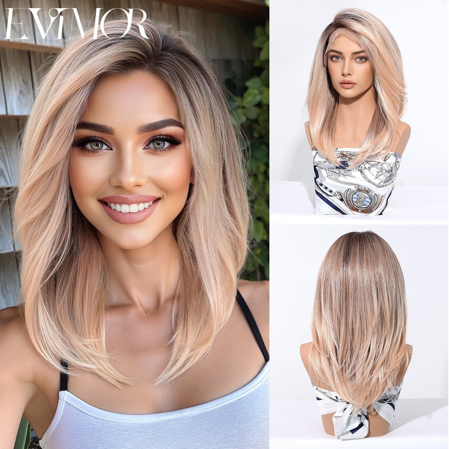Area Lace Dark Brown Natural Realistic Matte Wig Short Straight Hair