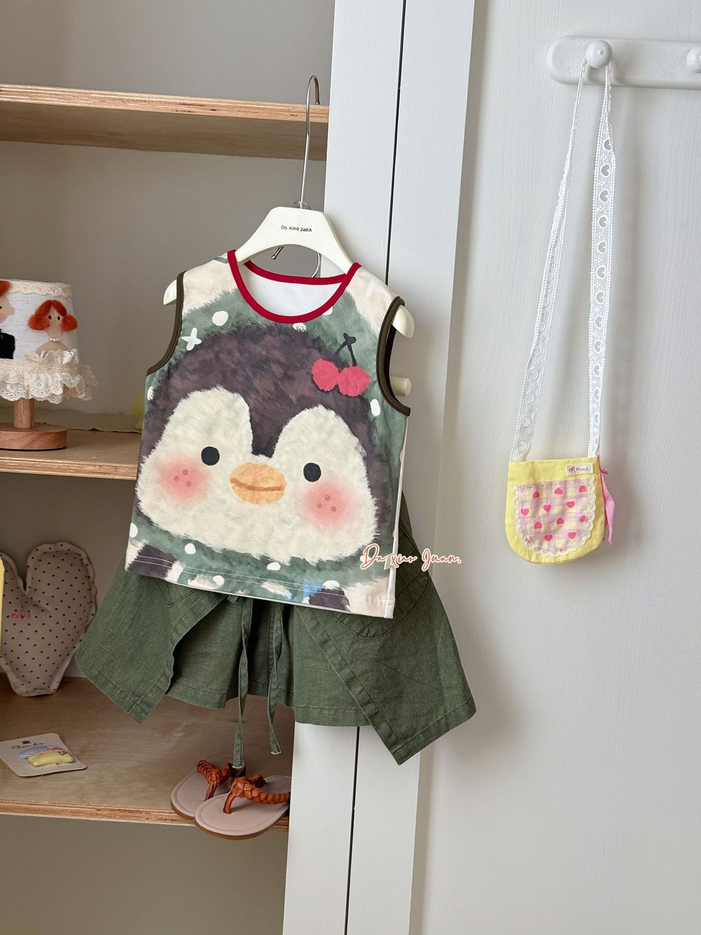 Korean Cartoon Vest Shorts Two-piece Set Children's T-shirt