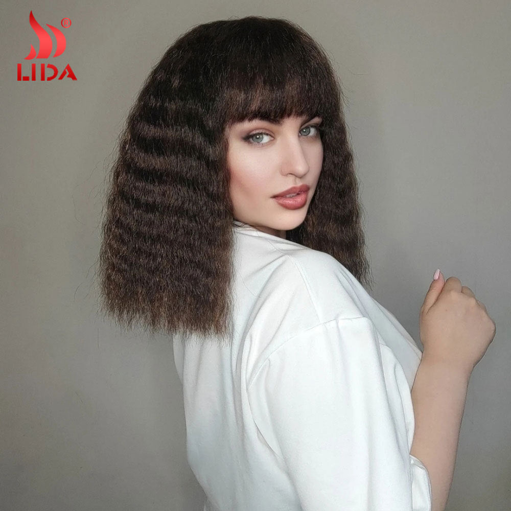 Fiber Mechanism Wave Head Cover Bangs Mid-length Curly Wig Long Curls