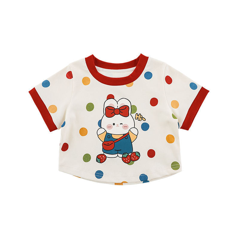 Rabbit Printed Half Sleeve Summer Sweet Children's T-shirt