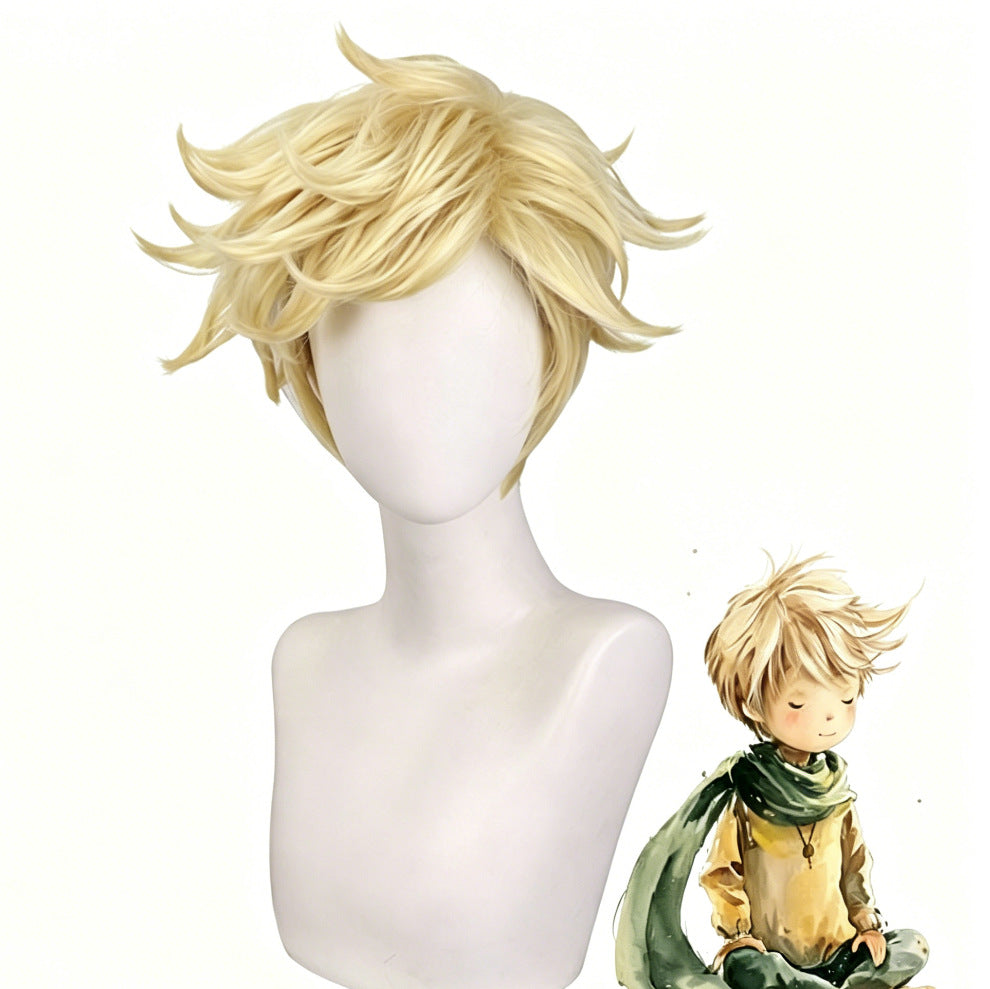 Men's Little Prince Light Golden Short Hair Cos Wig