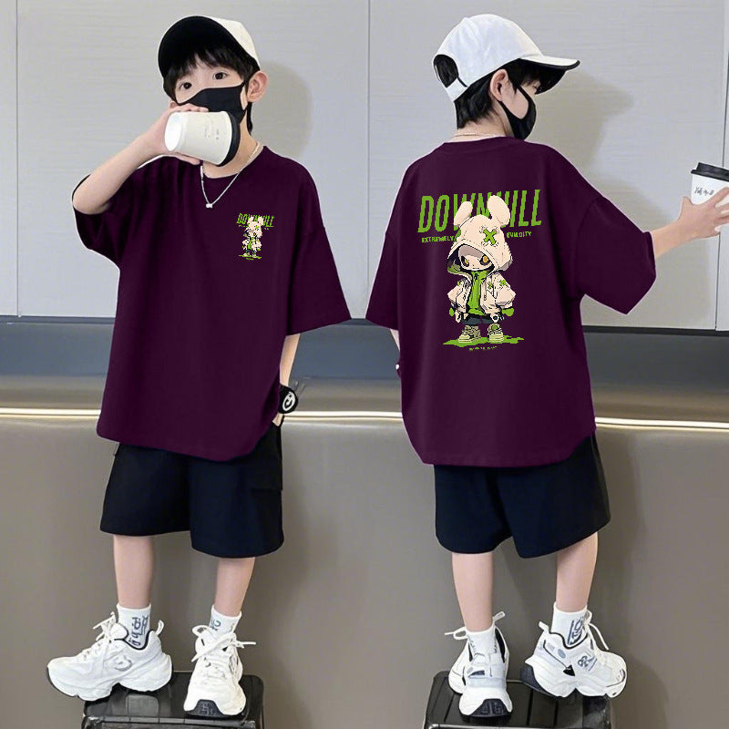 Pants Summer Loose Round Neck Half Cool Handsome Children's Suit