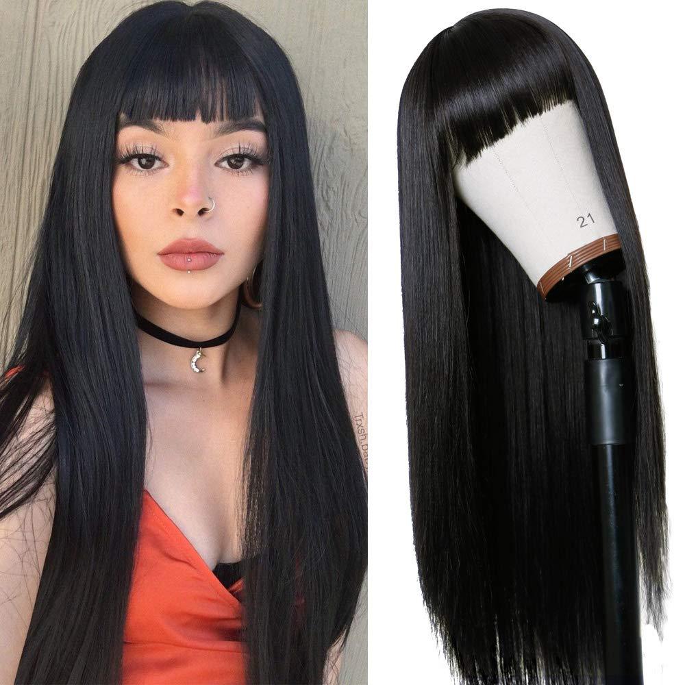 Women's Colorful Bangs Hair Synthetic Wigs Long Straight Wig