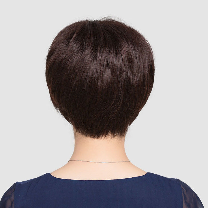 Women's Short Artificial Human Sheath Bald Head Can Be Real Hair Wig