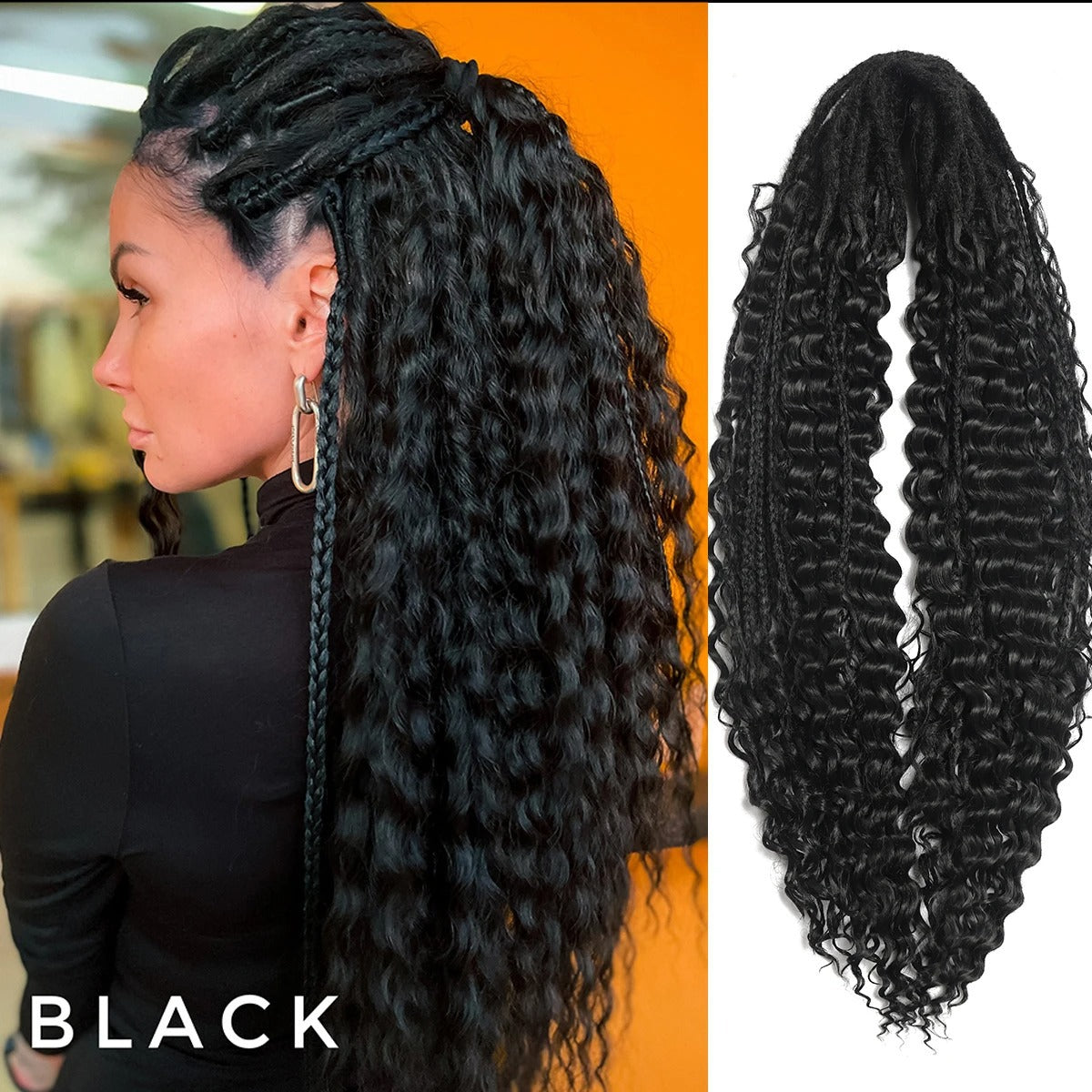 Three-strand Braid Double Tail Rolled Dreadlocks Other Wig