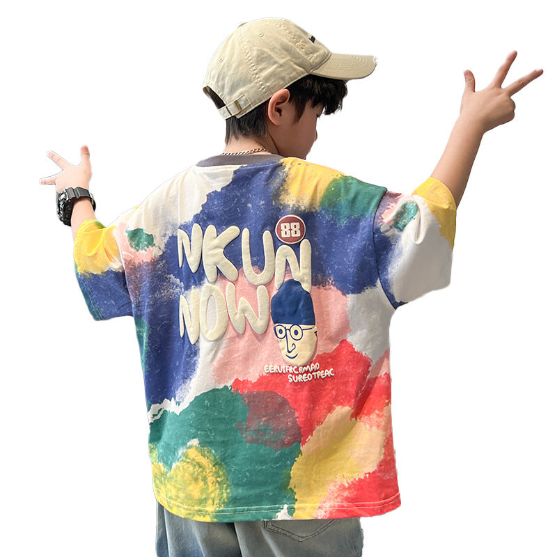 Children's Clothing Summer Clothes Cotton Short Sleeve Middle Big Fashion Children's T-shirt