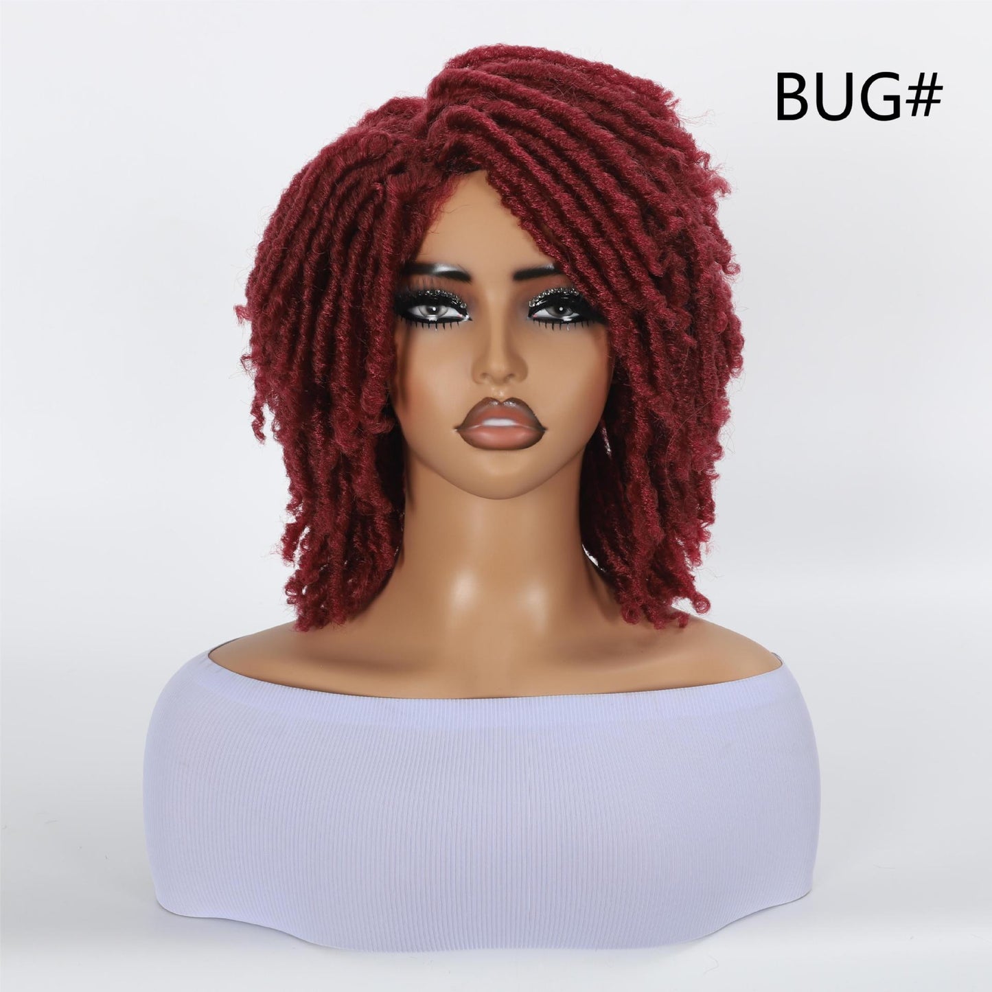 Women's African Dreadlocks Tube Qu Hollow Curler Caterpillar Wig Short Curly Hair