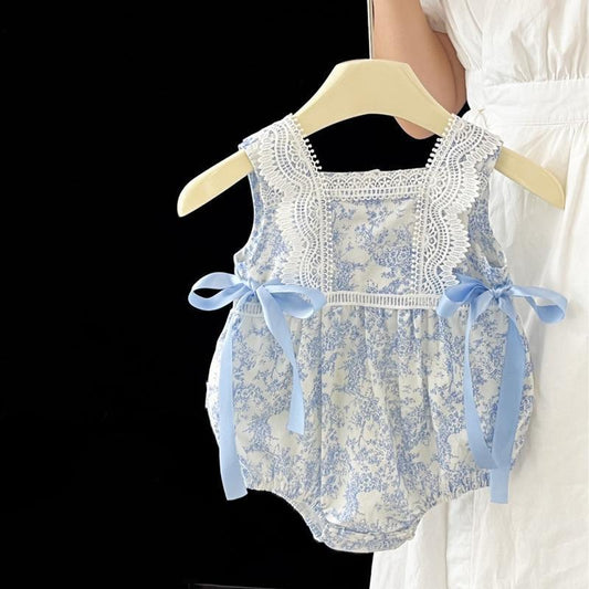 Summer Thin Western Style Cute Strap Floral Romper Jumpsuit, Climbing Suit