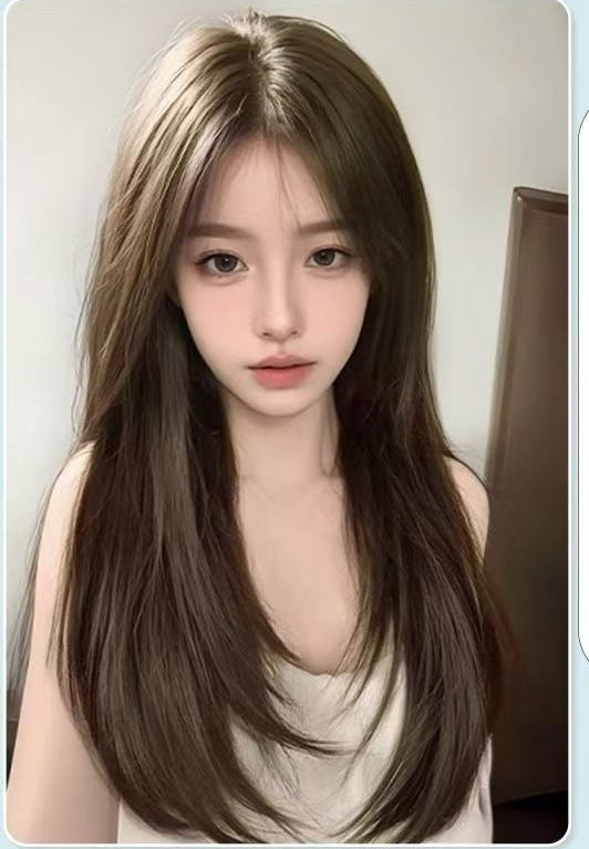 Women's Net Black Long Straight High Layered Increase Simulation Human Head Wig