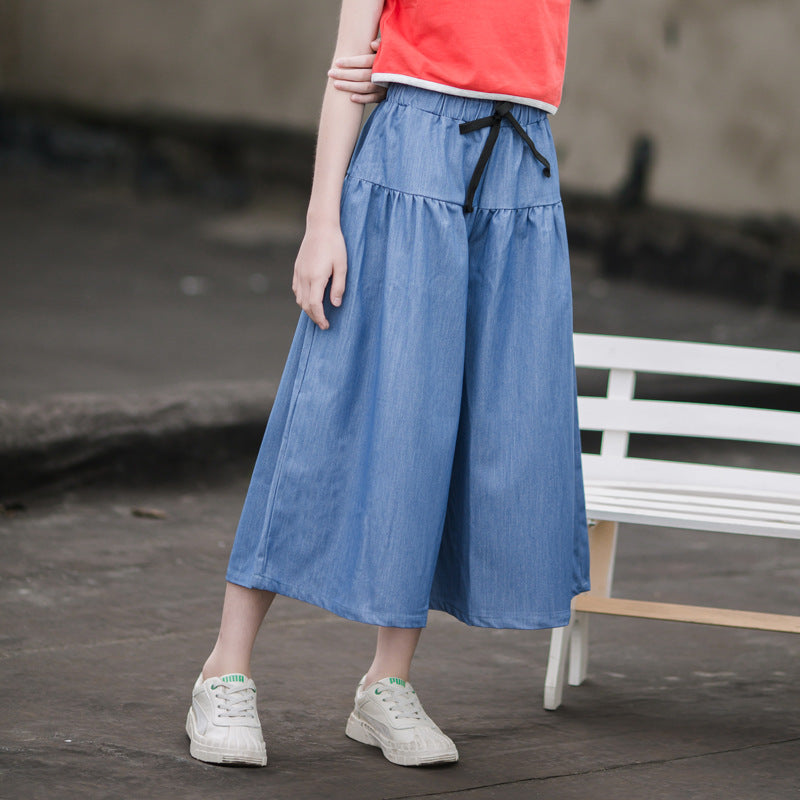 Jeans Culottes Summer Thin Loose Medium Large Western Style Leisure Children's Pants