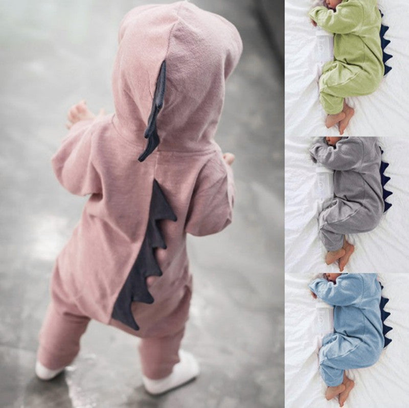 Children's Dinosaur Hooded Jumpsuit Cute Rompers Casual Jumpsuit, Climbing Suit