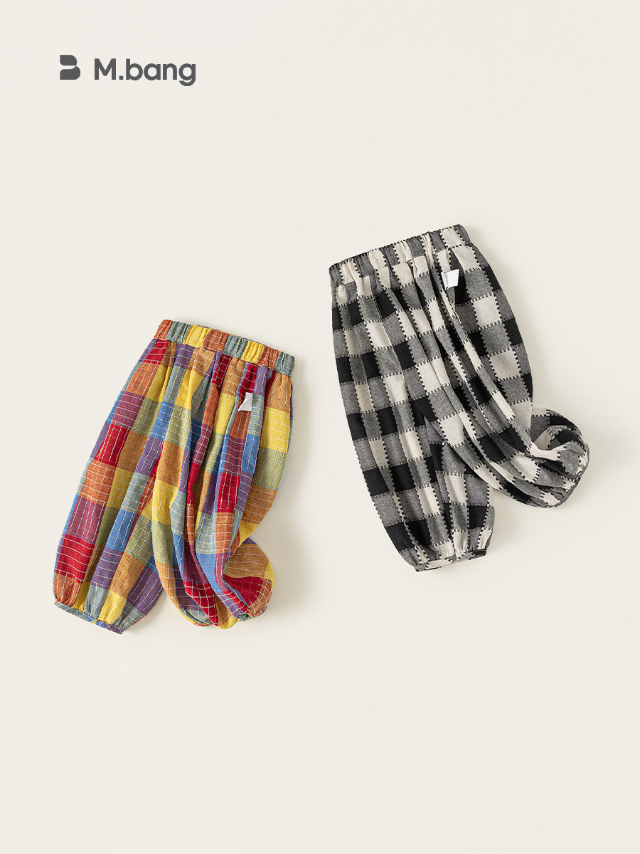 Children's Trousers Summer Colorful Plaid Bloomers Retro Children's Pants