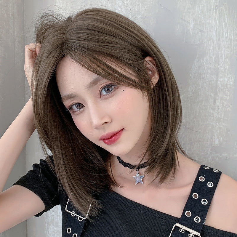 Women's Medium Long Trimming Collarbone Length Haircut Wig Short Straight Hair