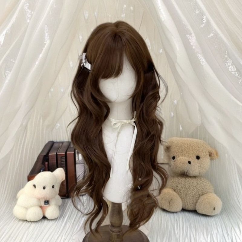 Ancient Early Wind Curly Hair Chocolate Long Straight Wig