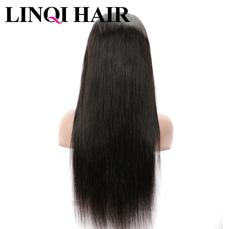 Women's Human Lace Headgear All Straight Natural Real Hair Wig
