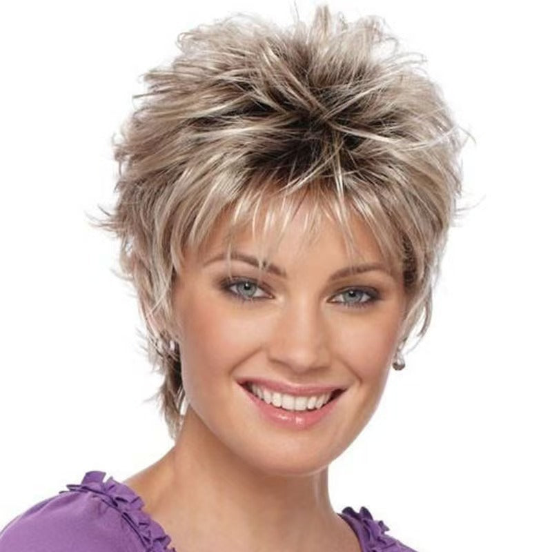 New Women's Mixed Color Chemical Fiber Wig Short Curly Hair