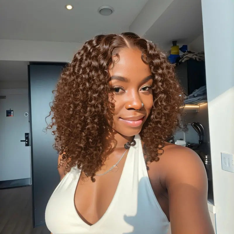Women's Front Lace Small Black Wrapped African Synthetic Wig Short Curly Hair
