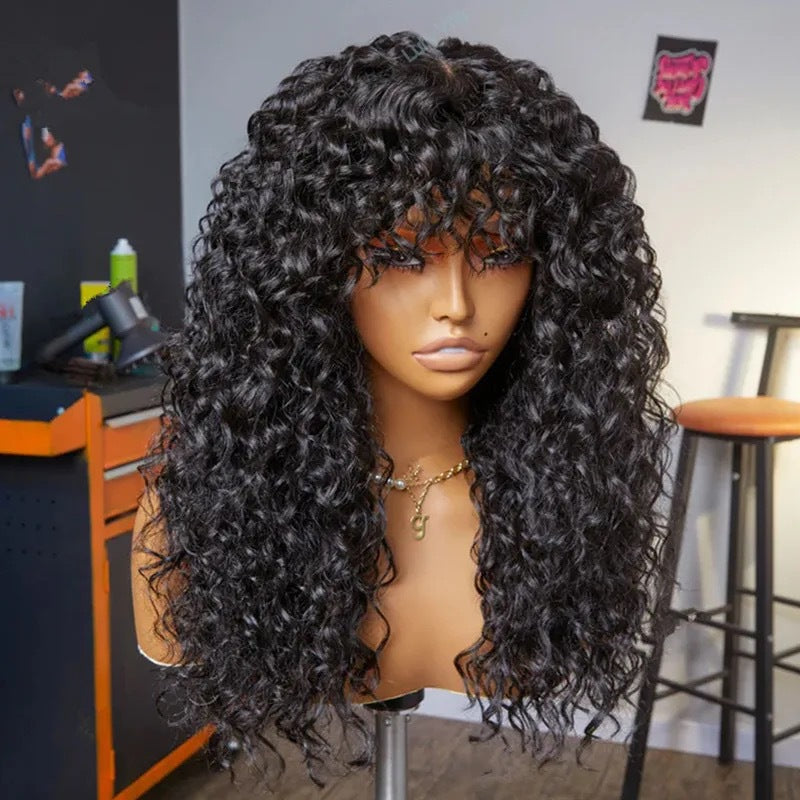Front Lace Sheath African Small Roll Wig Long Curls