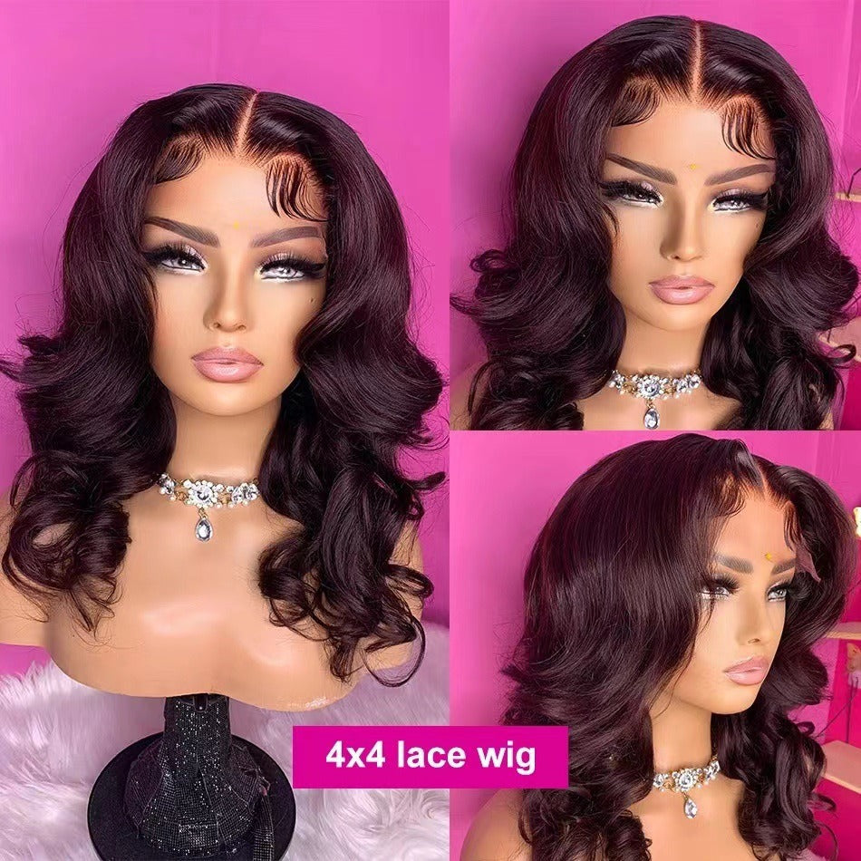 Short Curly Black Big Wave Mid-length Front Wig Long Curls
