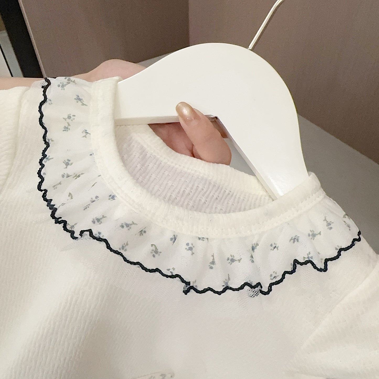 Lace Cool Breathable Soft Glutinous Cotton Short Sleeve Children's T-shirt