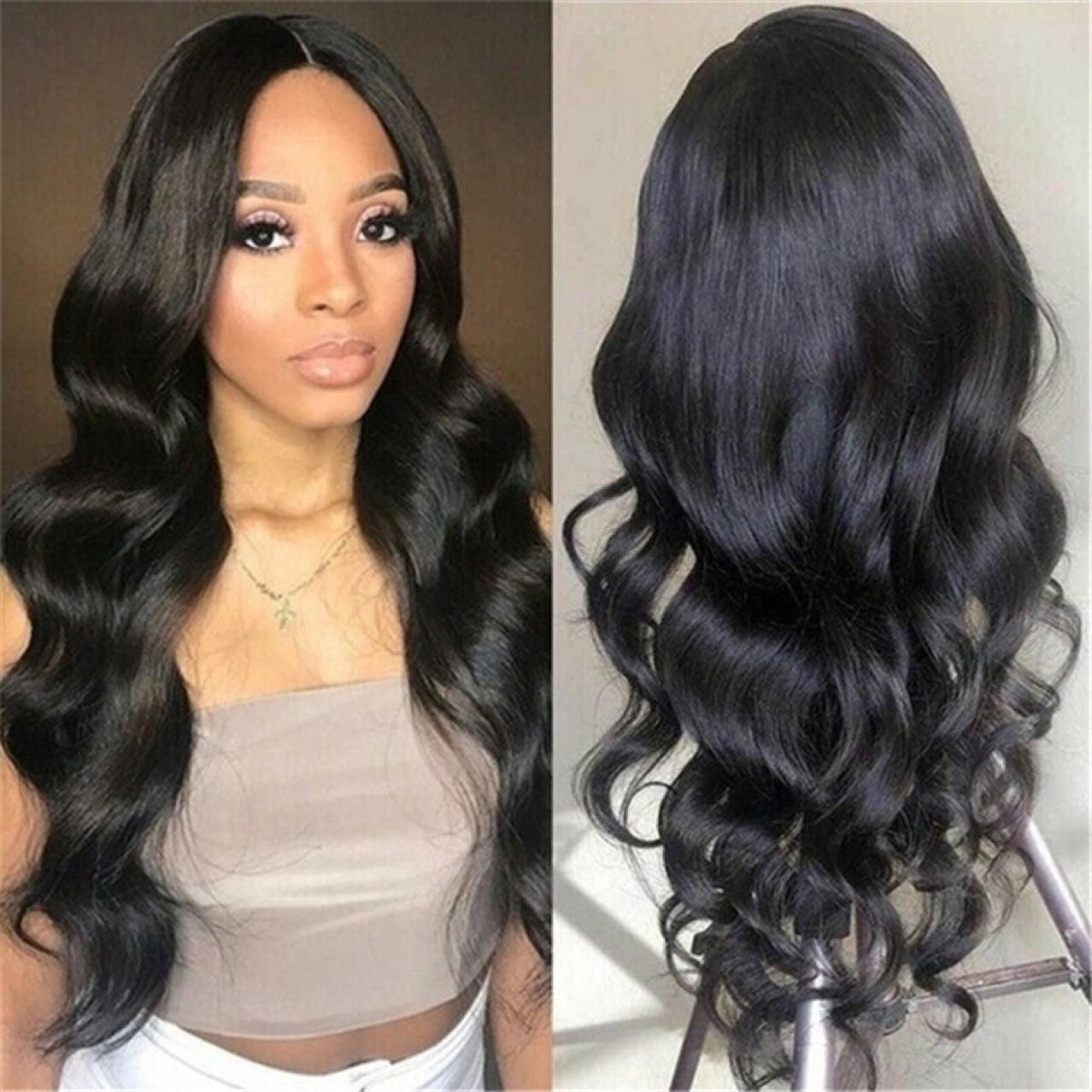 Rose Net Split Black Curly Big Wave Chemical Fiber Wig Long Curls